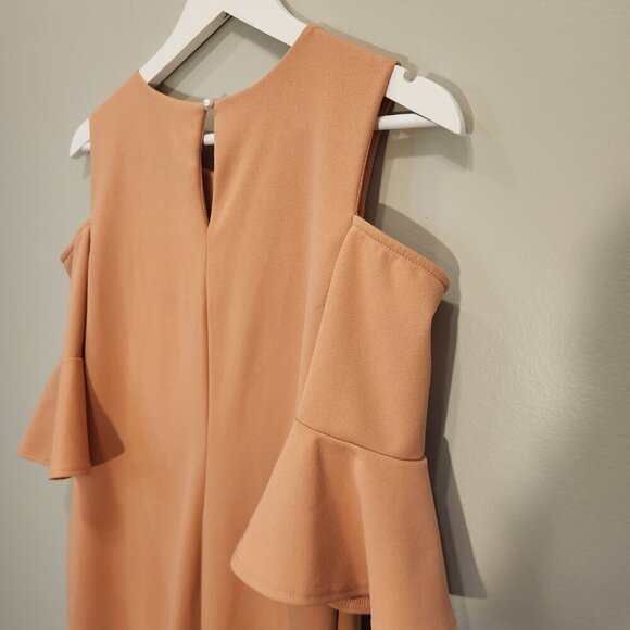 Pink Blush Dress - Cold Shoulder Flounce Sleeve Pink - Size M - Picture 4 of 6
